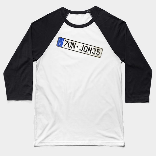 Jon Jones - License Plate Baseball T-Shirt by Girladies Artshop